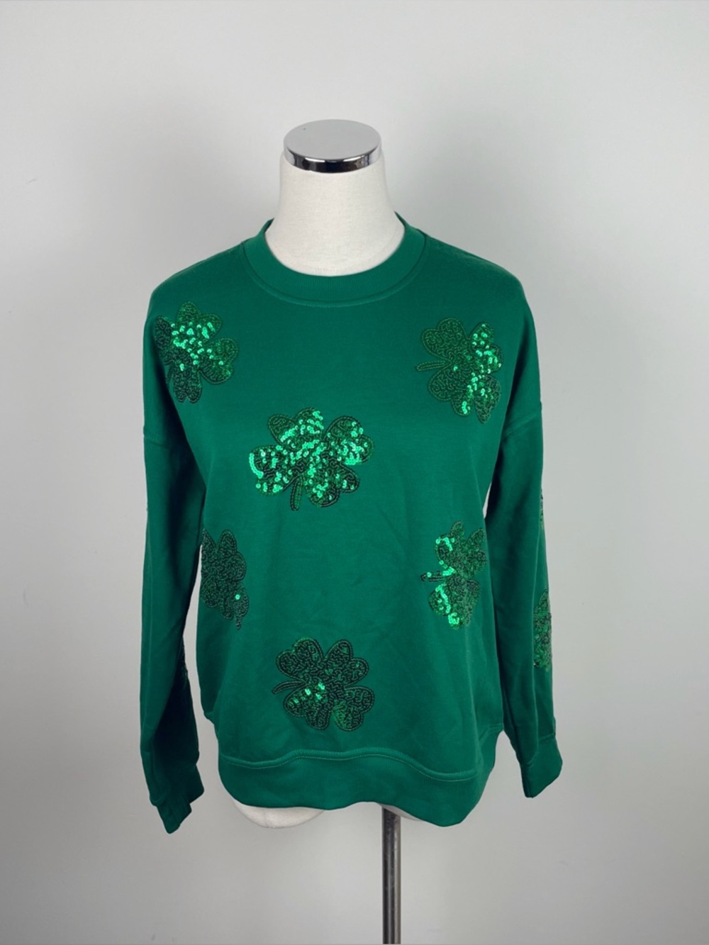 Workshop Republic Clothing Green Shamrock St Pat's Day Sweater Women Small New